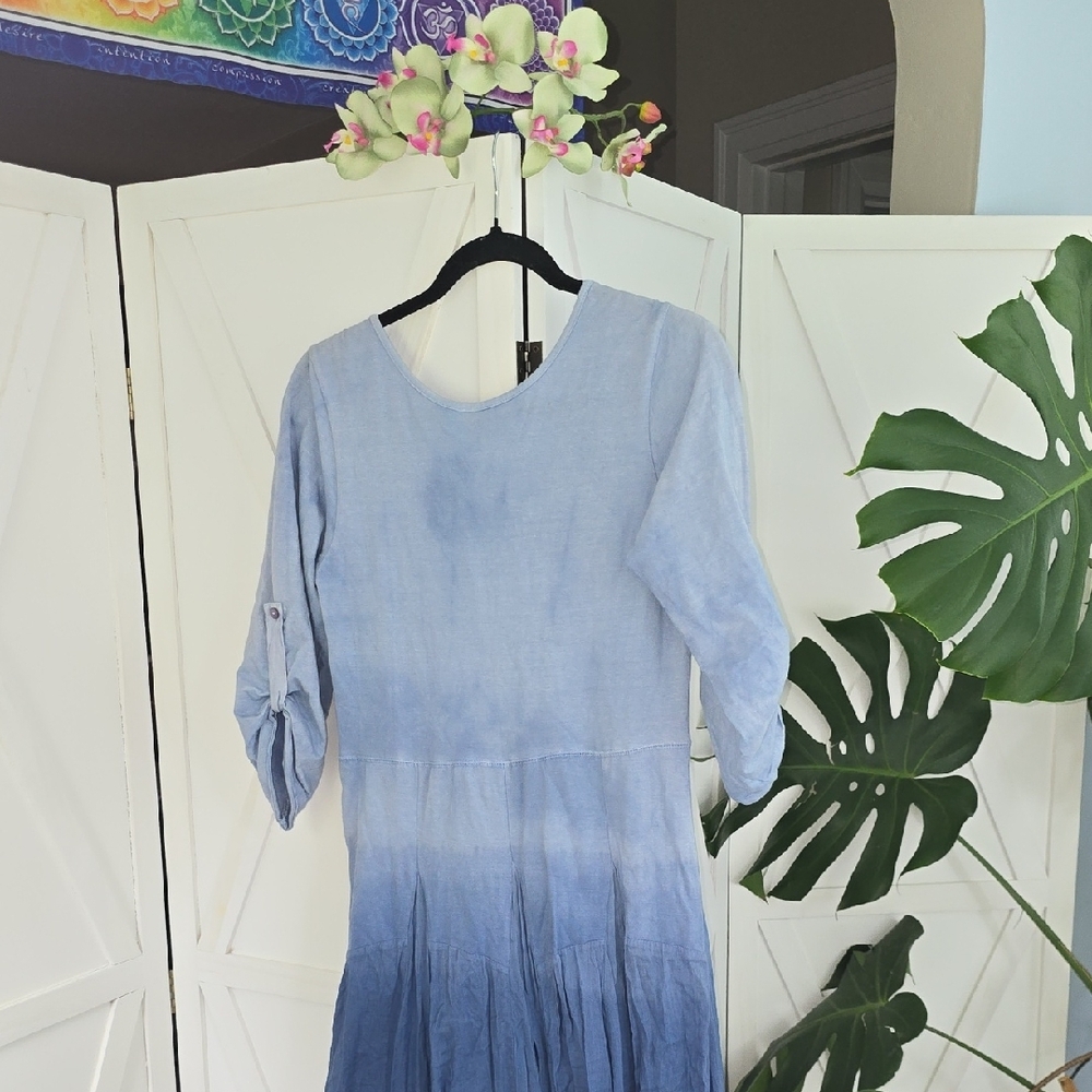 Solitaire Blue Gradient Long Sleeve Dress
